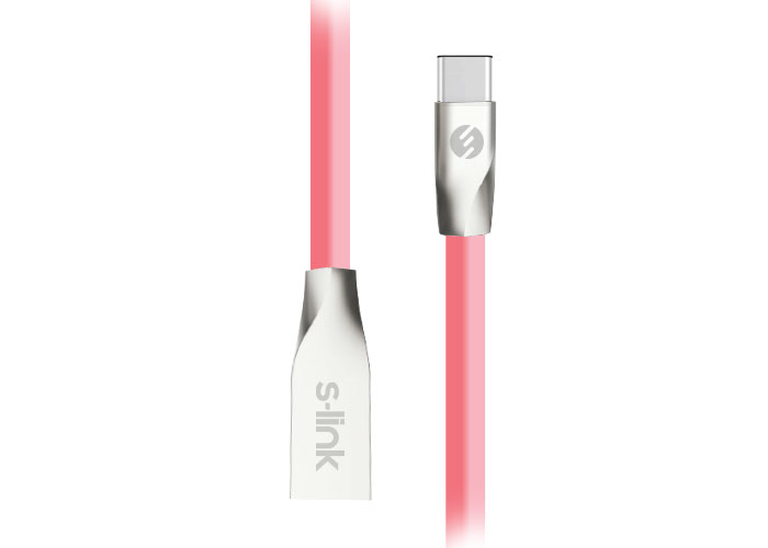 S-link Swapp SW-C705 2A 1m Pembe Type-C Data + Şarj Kablosu